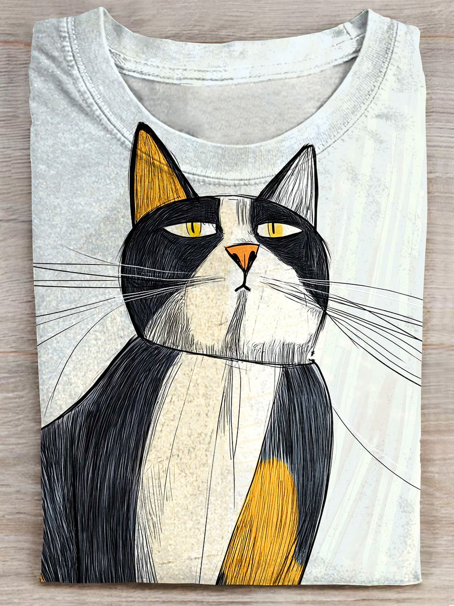 Cute Abstrct Cats Funny Art Print Casaul T-shirt