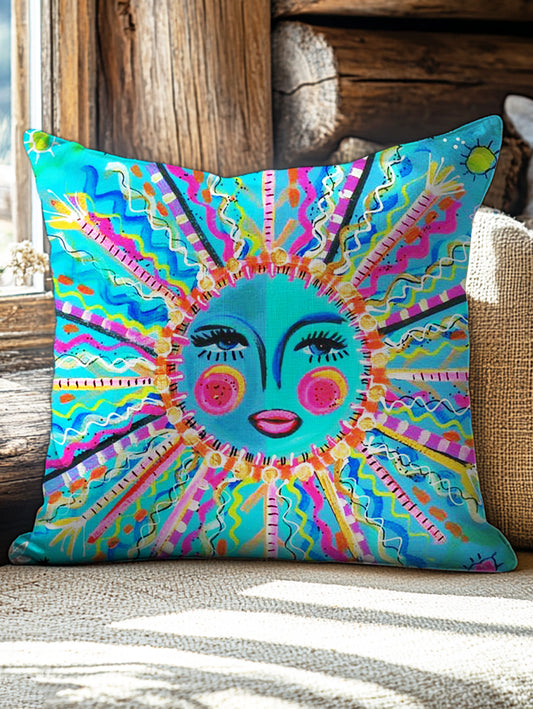 Hippie Sunflower Art Print Casual Pillow