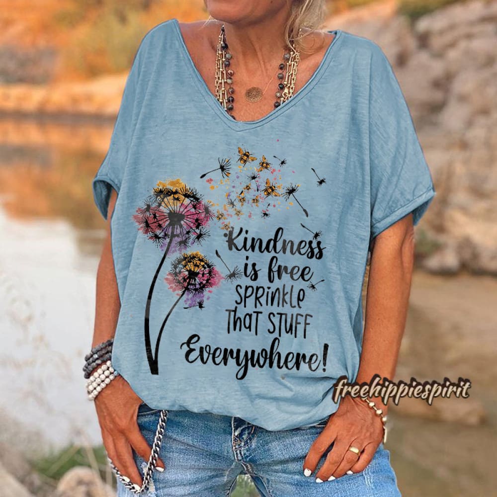 Kindness Is Free Printed Hippie T-shirt