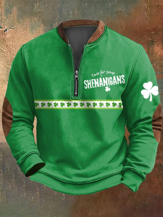 Men's Vintage Time For Some Shenanigans Shamrock Printed Sweatshirt