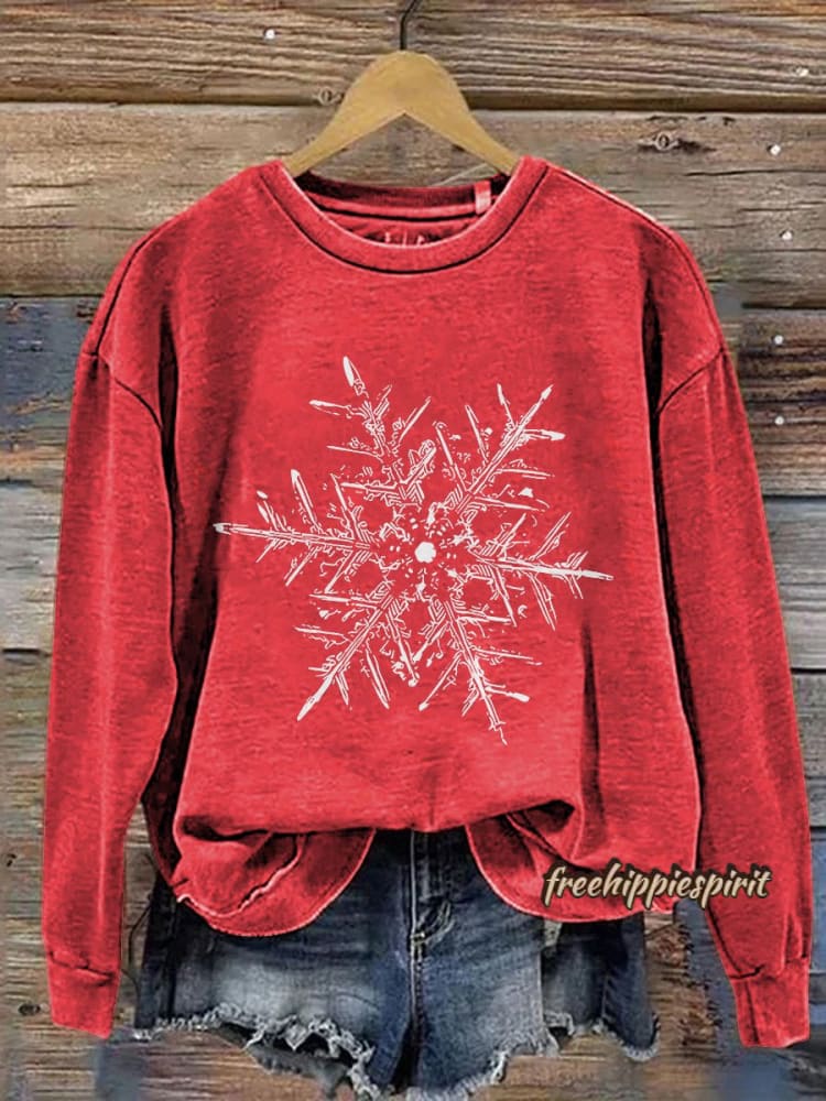 Snowflake Winter Christmas Print Casual Sweatshirt