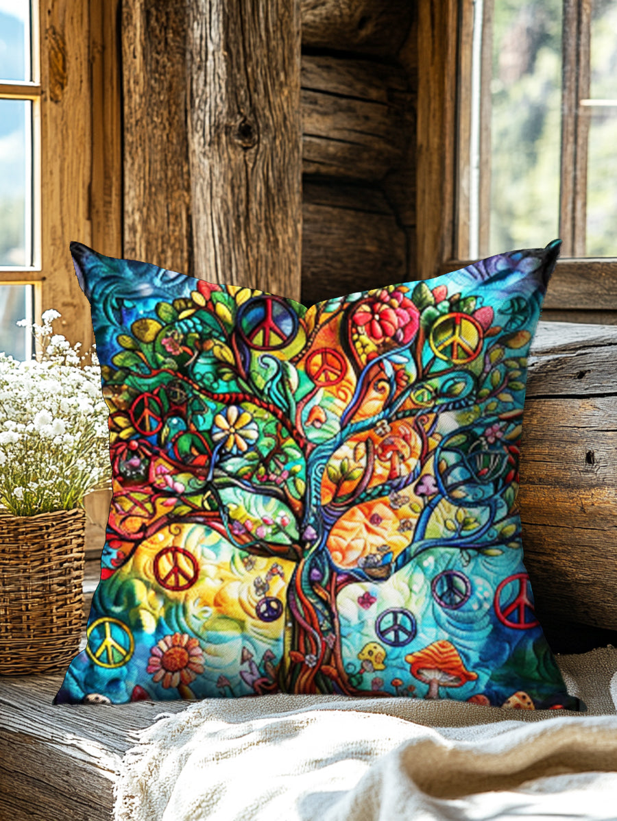 Hippie Tree Art Print Casual Pillow