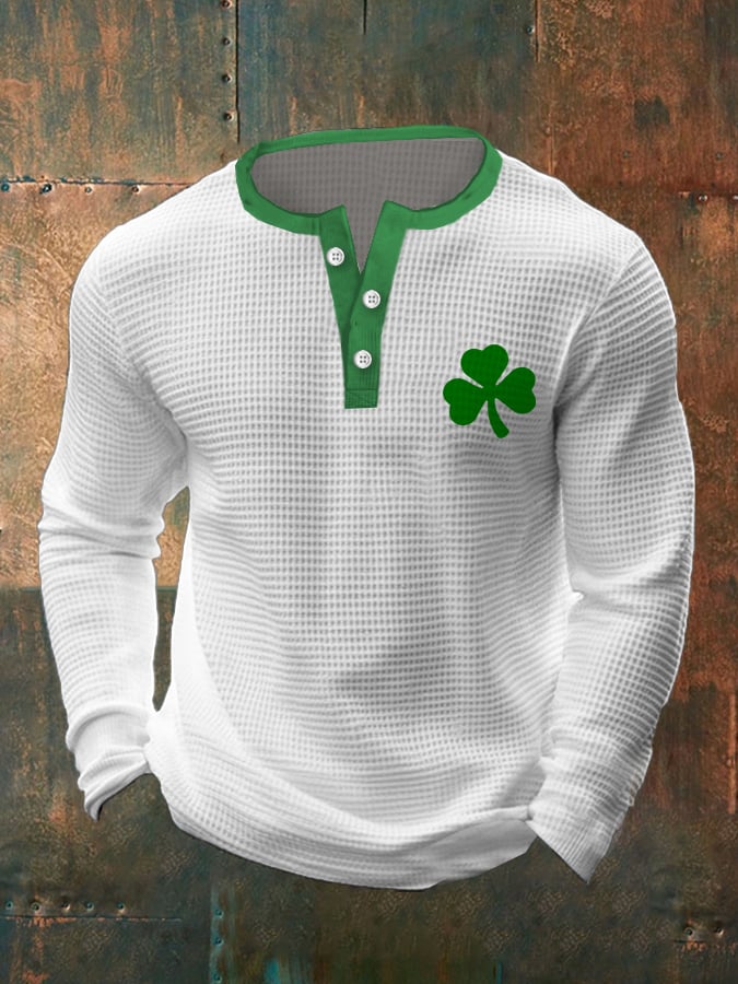 Men's St. Patrick's Day Waffle Henley