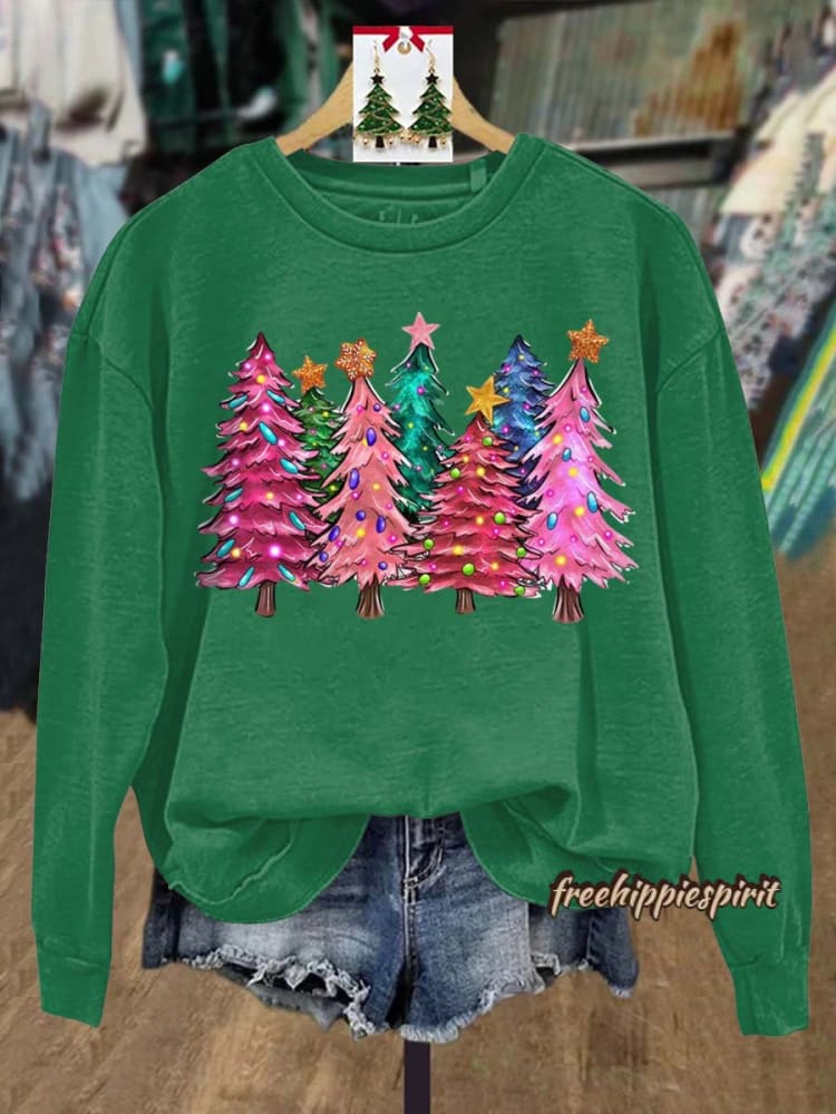 Lovely Christmas Tree Art Print Casual Sweatshirt