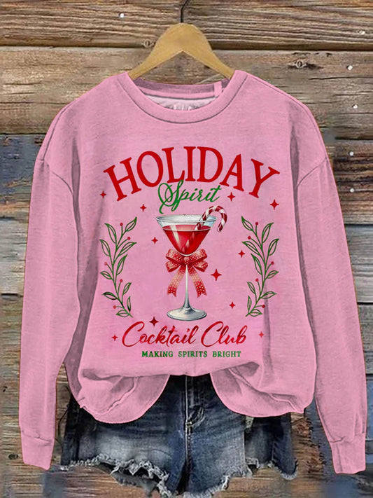 Christmas Holiday Cocktail Club Art Print Casual Sweatshirt