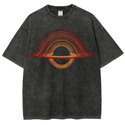 Unisex Planet Aperture Printed Washed Tee