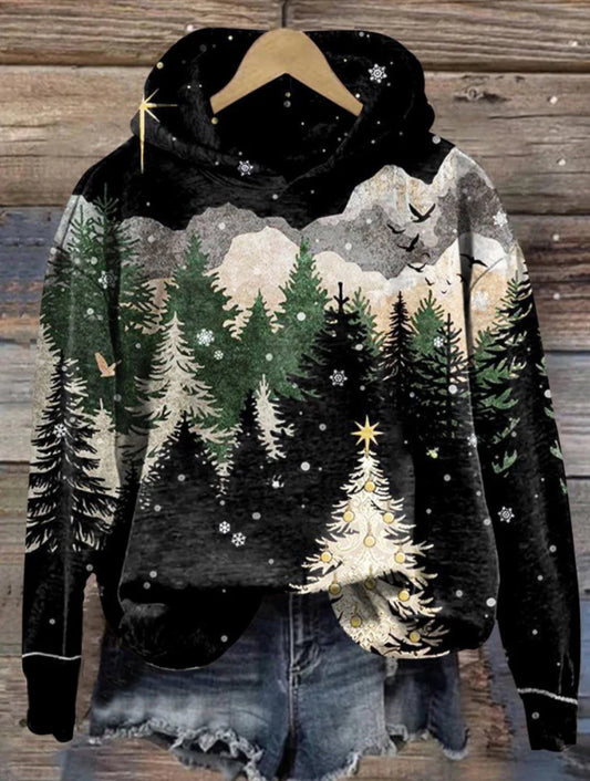 Women's Christmas Tree Art Print Casual Sweatshirt