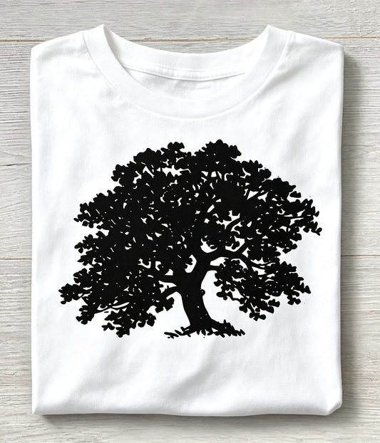 Vintage Oak Tree Silhouette Graphic Tee