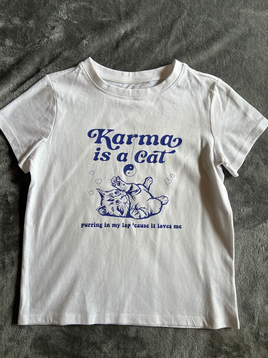 Karma Is A Cat Lyric Graphic Baby Tee