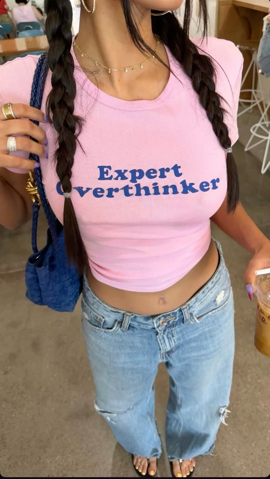 Expert Overthinker Slogan Baby Tee