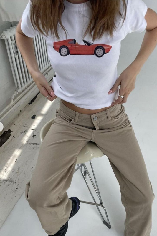 Vintage Red Sports Car Graphic Baby Tee