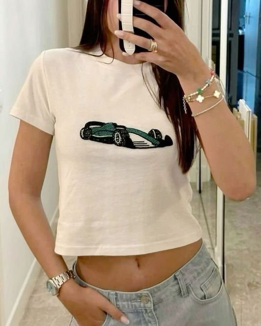 Green F1 Race Car Graphic Baby Tee