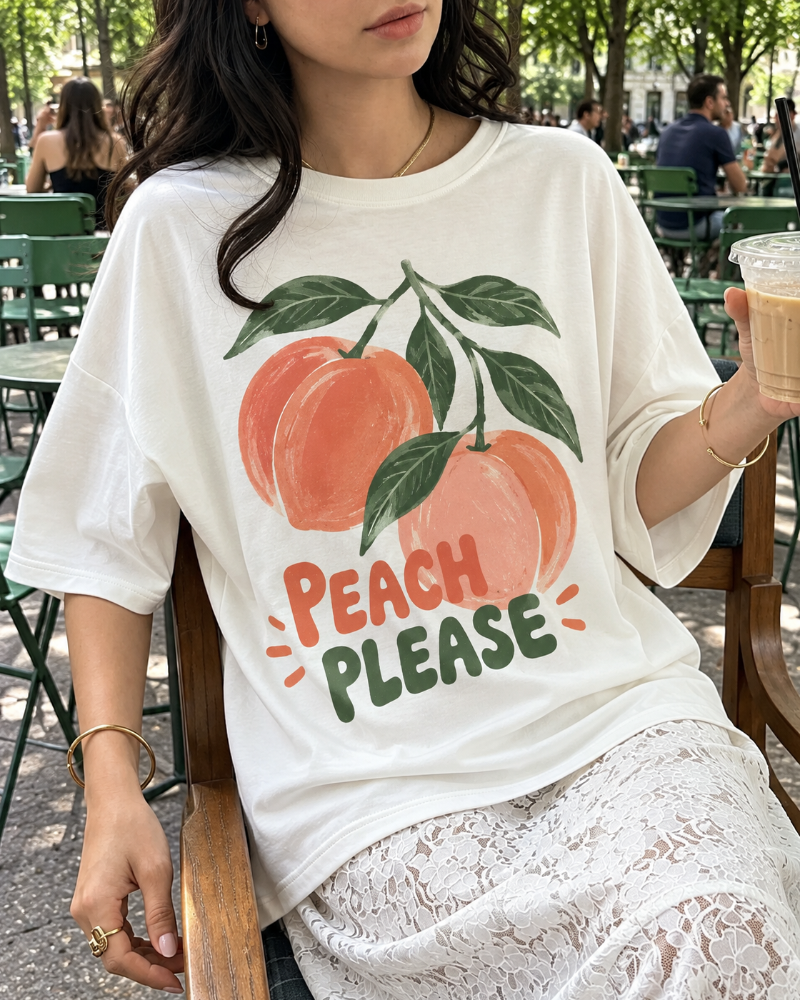 Cream Peach Please Graphic Tee