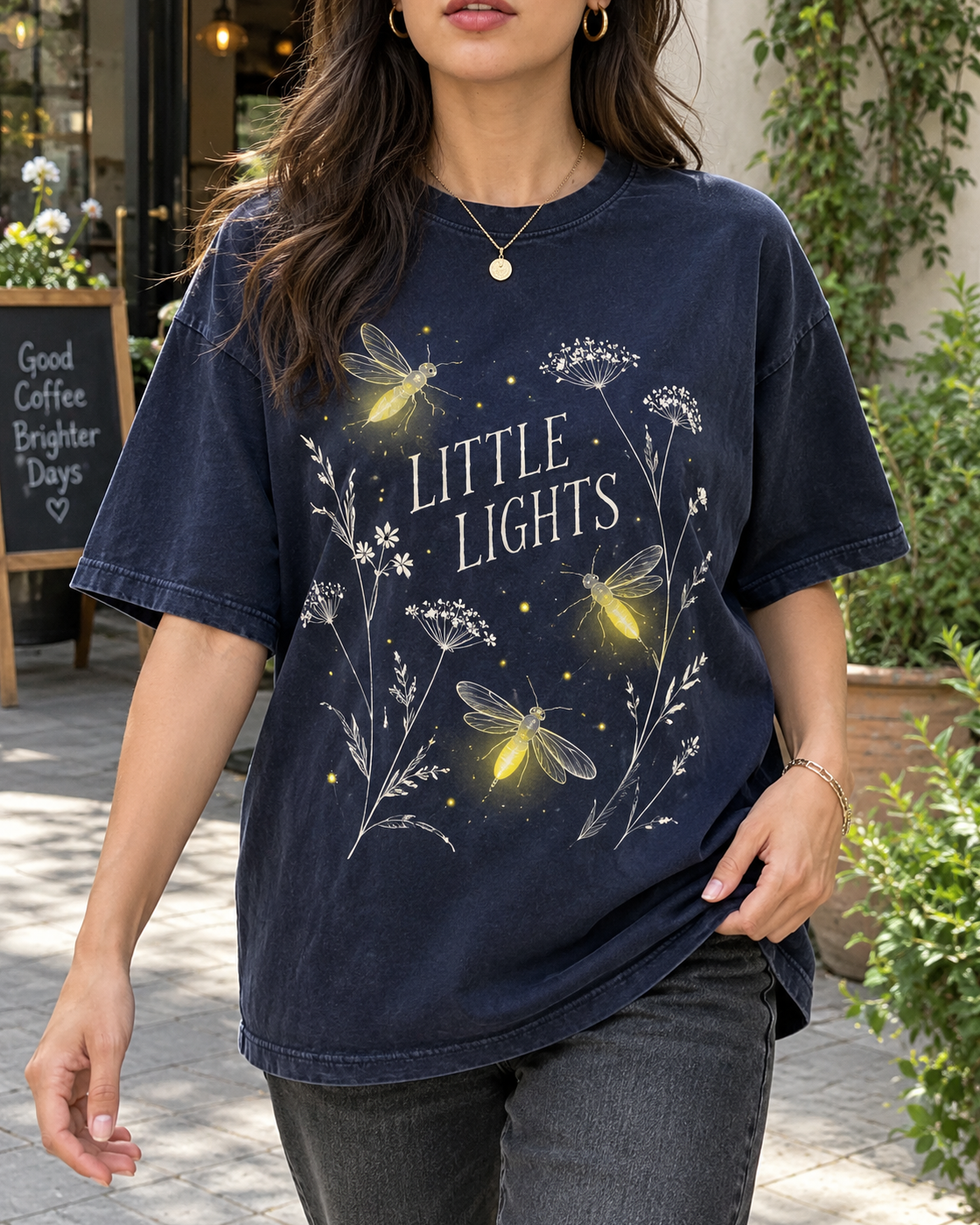 Navy Fireflies Little Lights Graphic Tee
