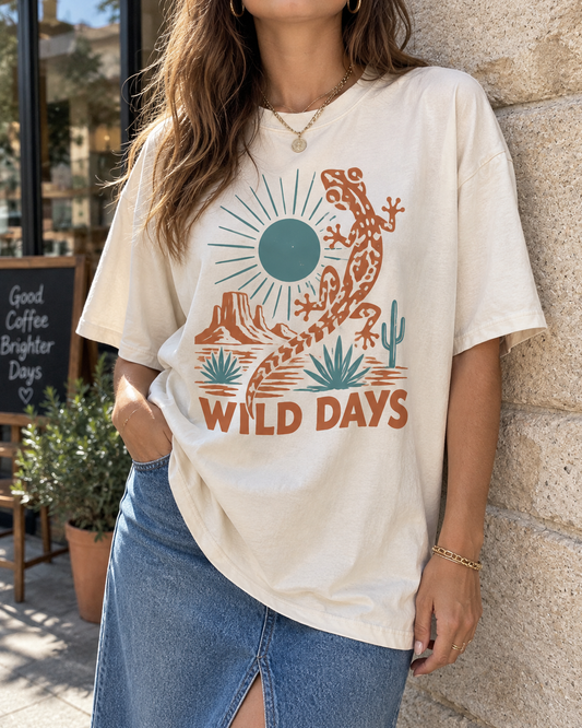 Cream Gecko Wild Days Graphic Tee