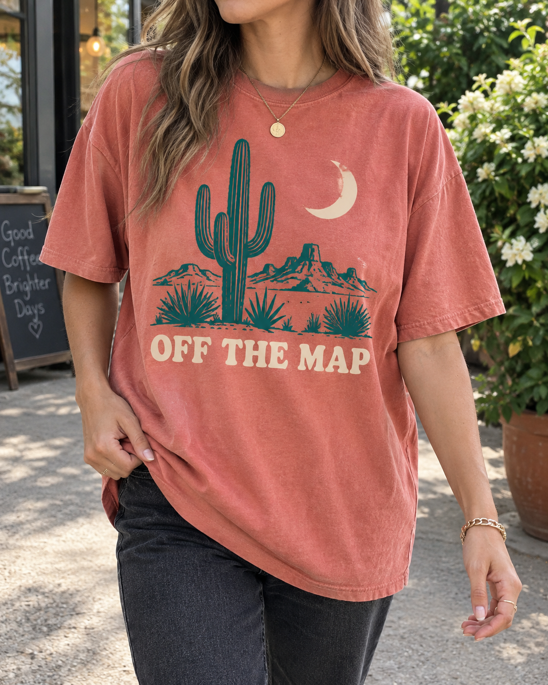 Rust Cactus Moon Off The Map Graphic Tee