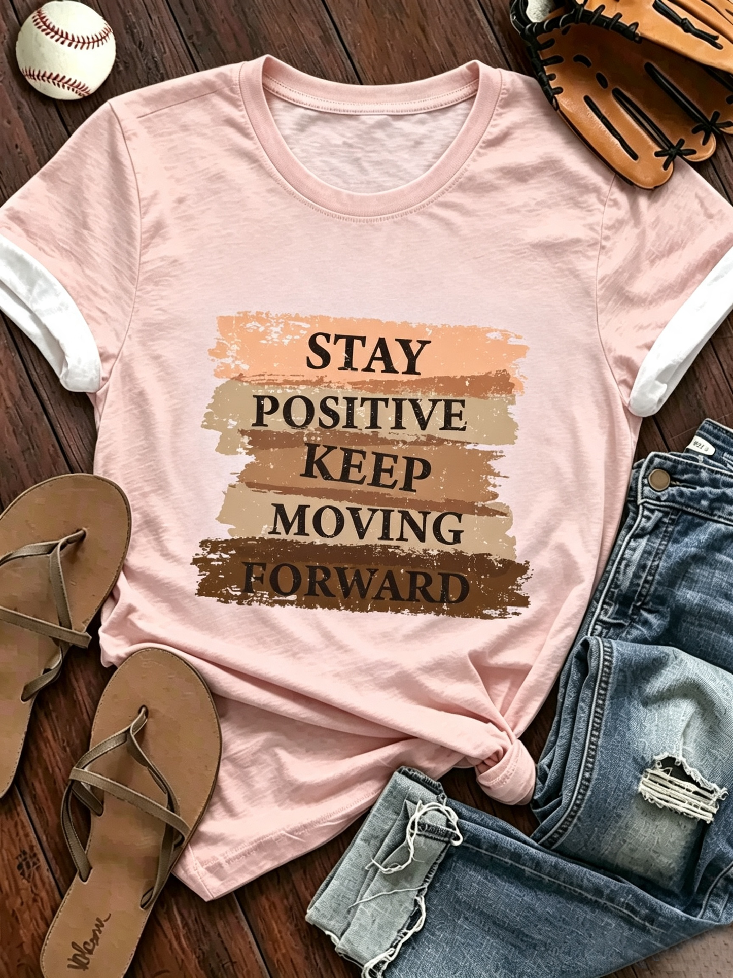 Stay Positive Motivational Ringer Tee