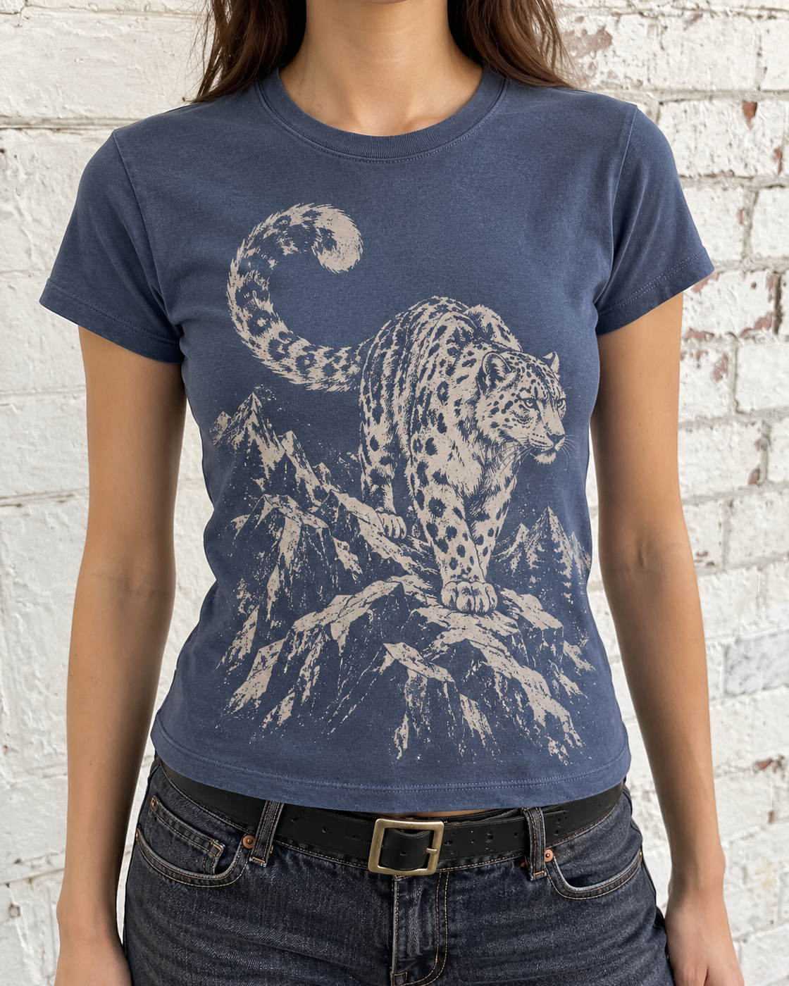 Navy Leopard Mountain Graphic Tee