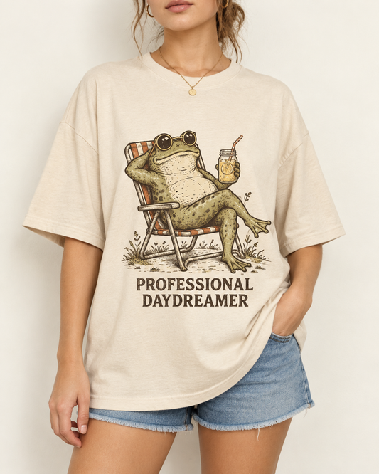 Cream Professional Daydreamer Frog Graphic Tee