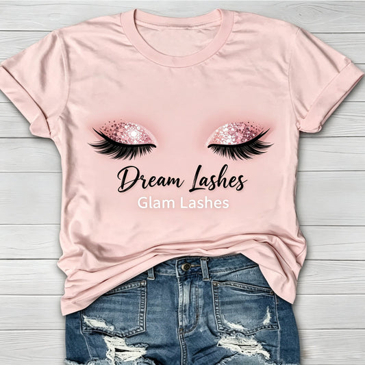Glitter Lashes Graphic Crew Neck T-Shirt