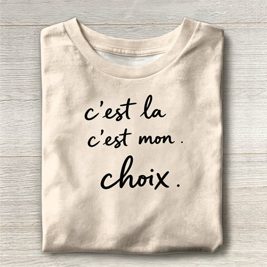 French Quote Typography Crew Neck T-Shirt