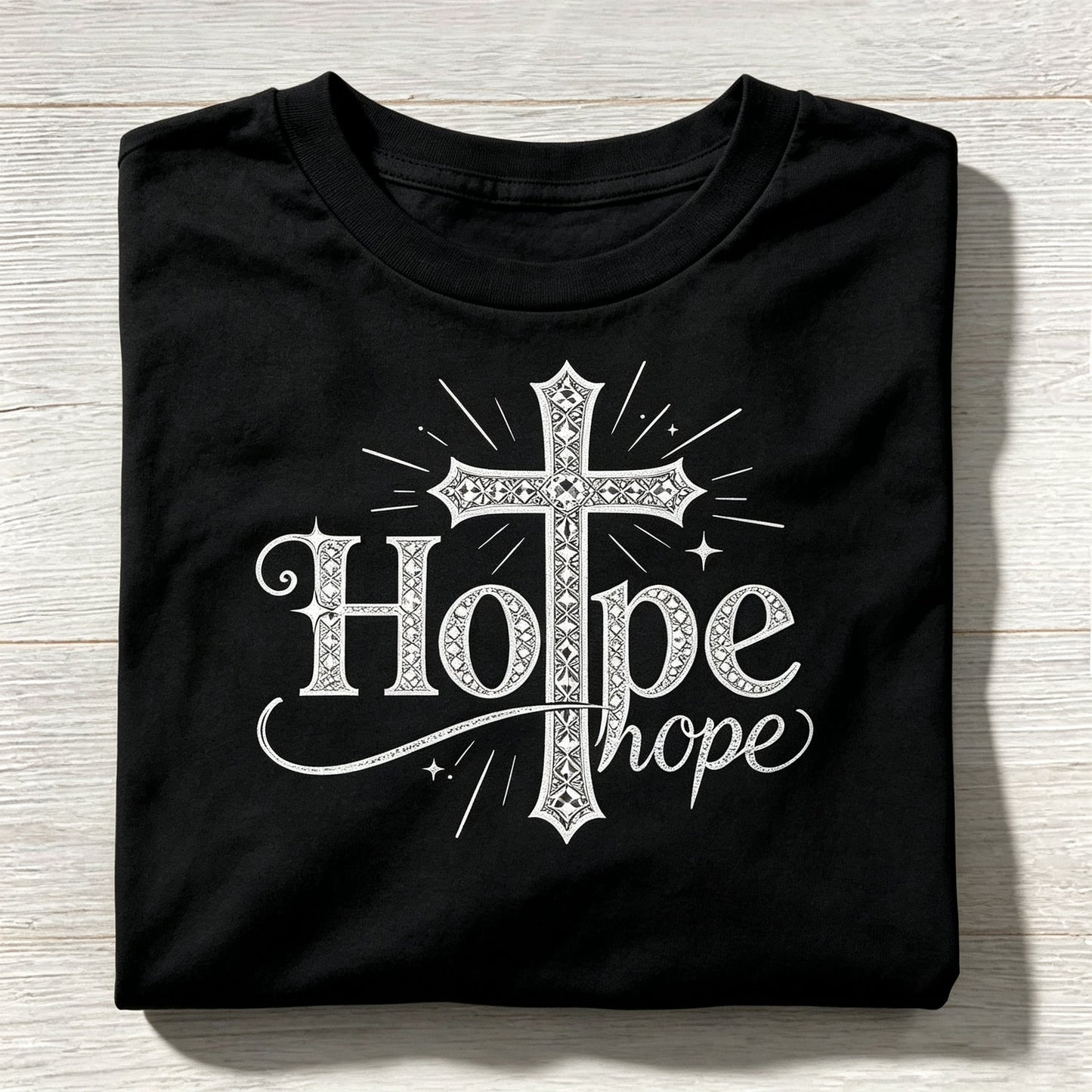 Cross 'Hope' Graphic Crew Neck T-Shirt