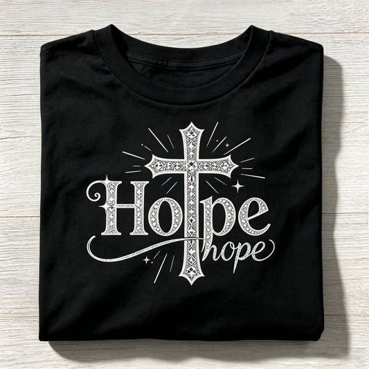 Cross 'Hope' Graphic Crew Neck T-Shirt