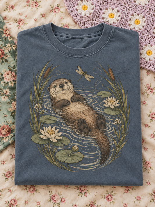 Blue Otter Lily Pad Graphic Tee