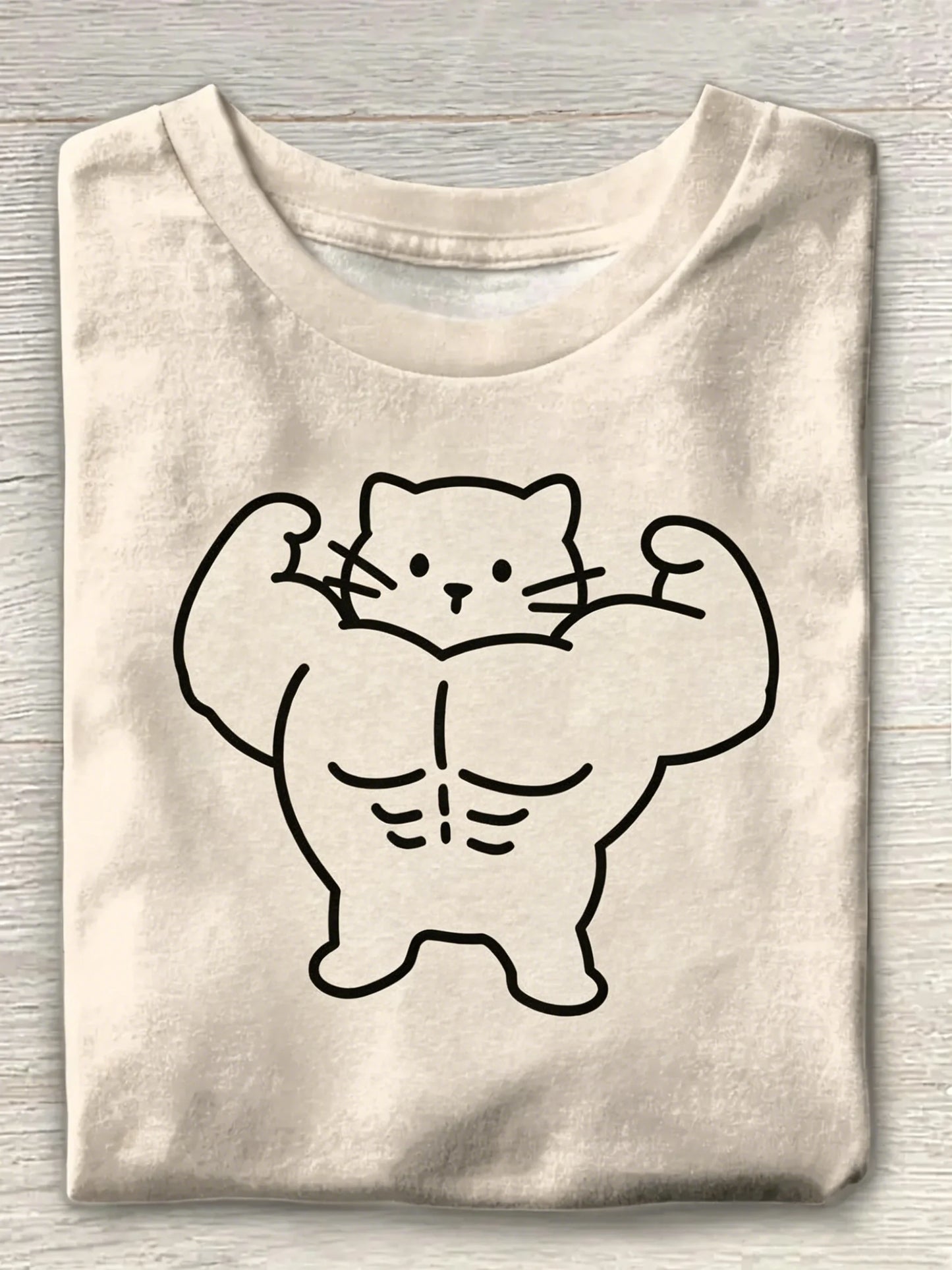 Minimalist Line Art Pattern Crew Neck Short Sleeve Pure Cotton T-Shirt
