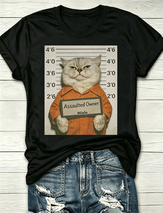 Women Funny Animal Graphic Crew Neck Short Sleeve Casual Cotton T-Shirt