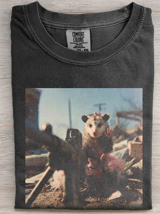 Sniper Possum Fun Pattern Short-Sleeve T-Shirt