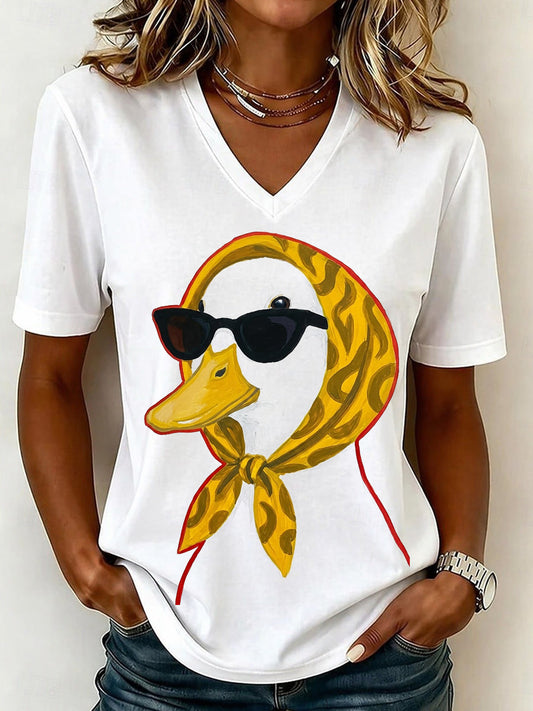 Cool Duck With Sunglasses V-Neck T-Shirt