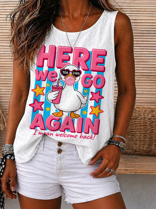 Here We Go Again Duck Graphic Tank Top