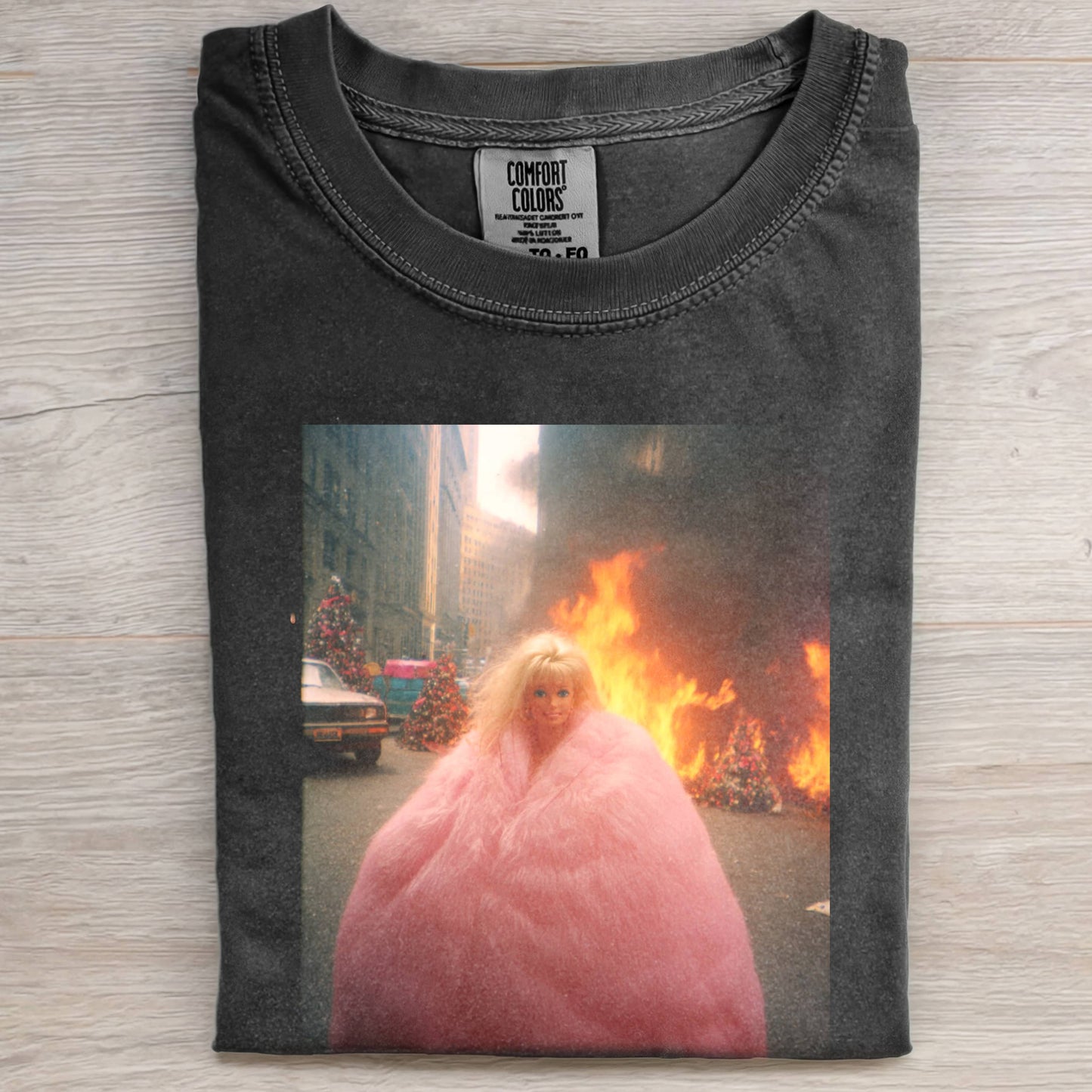 PINK DOWN JACKET BARBIECORE FIRE TEE