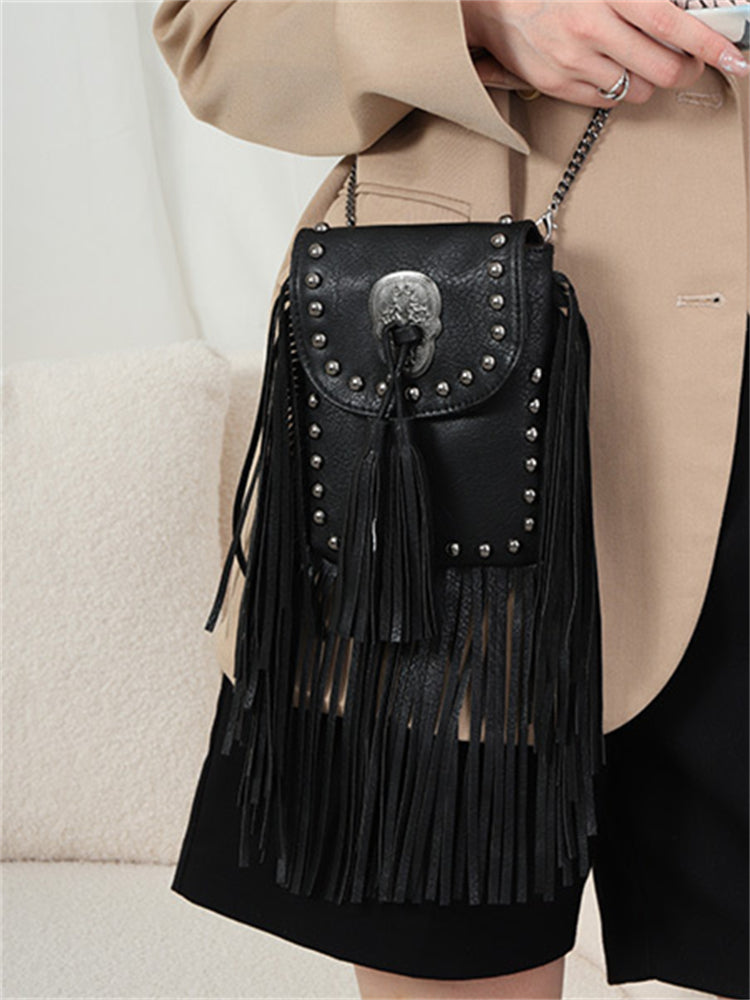 Vintage Studded Tassels Crossbody Bag