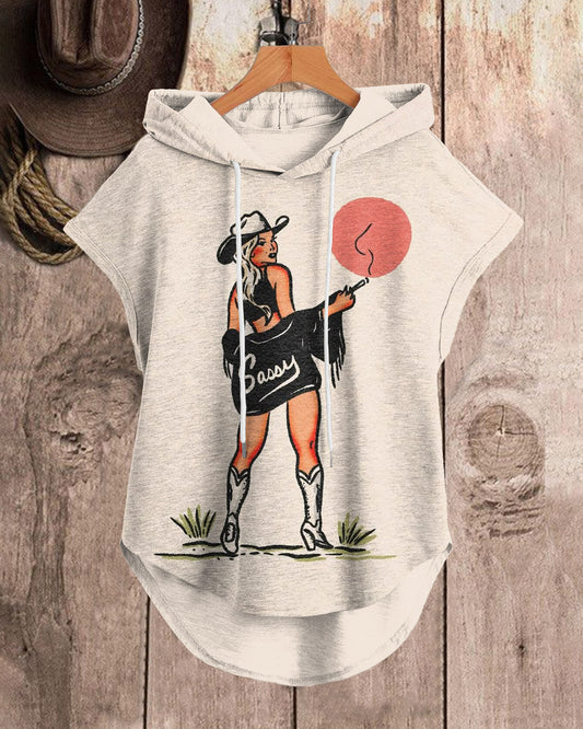 Sexy Boots CowGirl Drawstring Hooded Tee