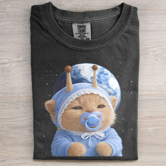 ALIEN CAT FUNNY MEME T-SHIRT