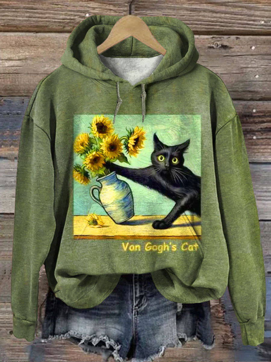 Funny Van Gogn's Cat Art Print Casual Sweatshirt