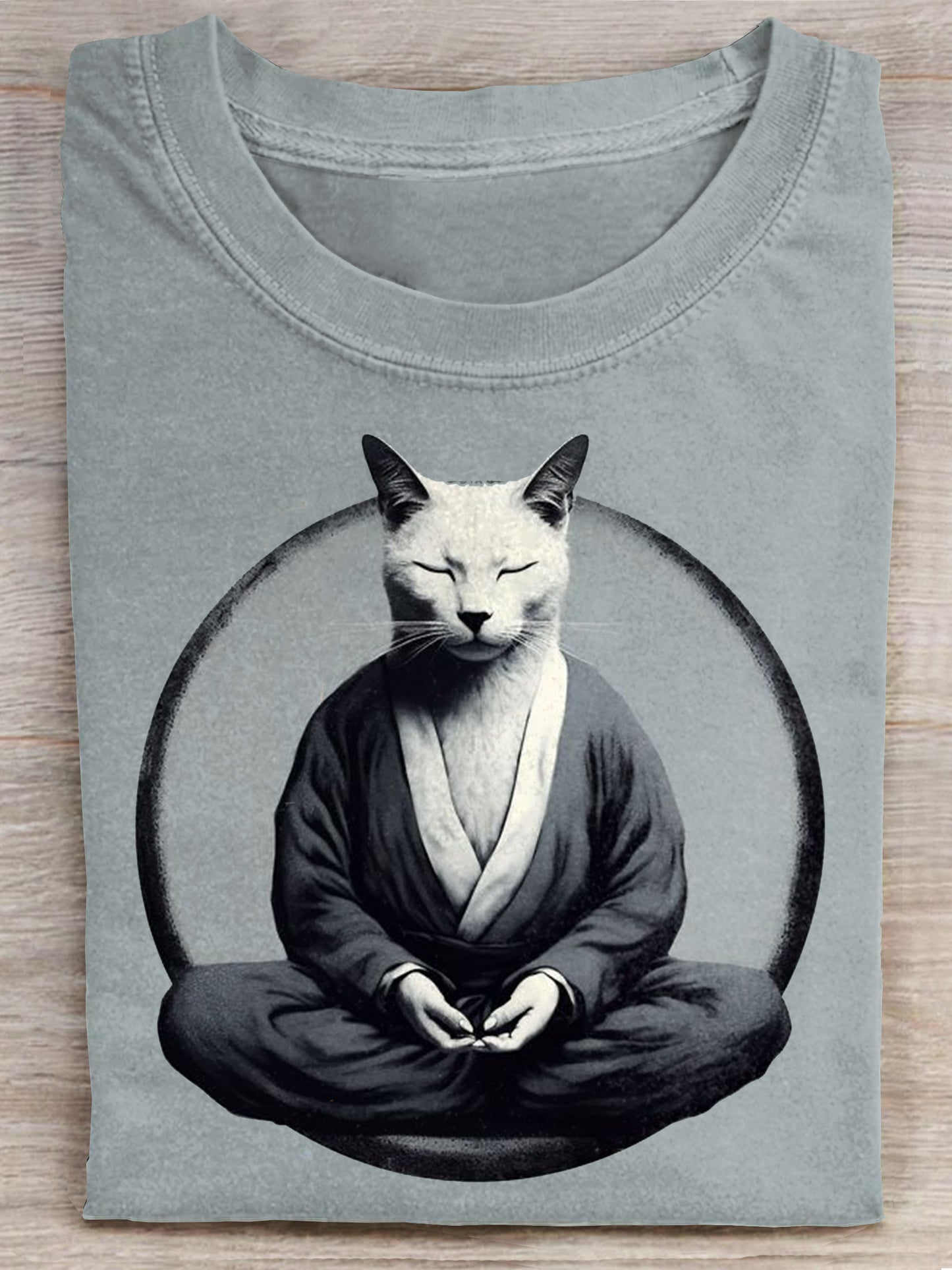 Meditation Cat Art Print Casaul Short Sleeve T-shirt