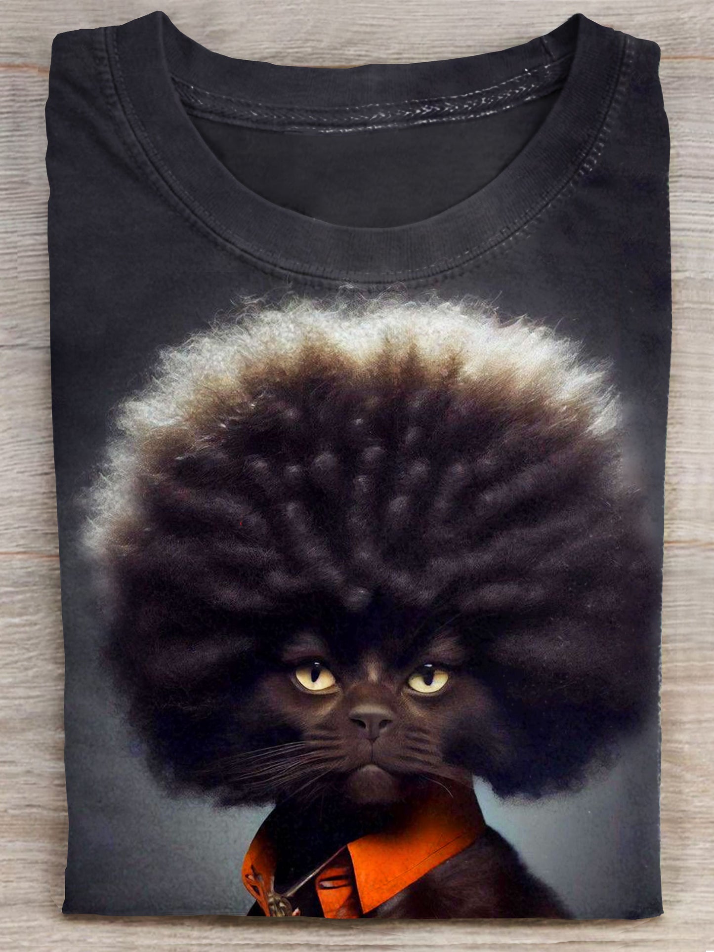 Vintage Funny Black Cat With Exploding Head Art Print Casaul T-shirt