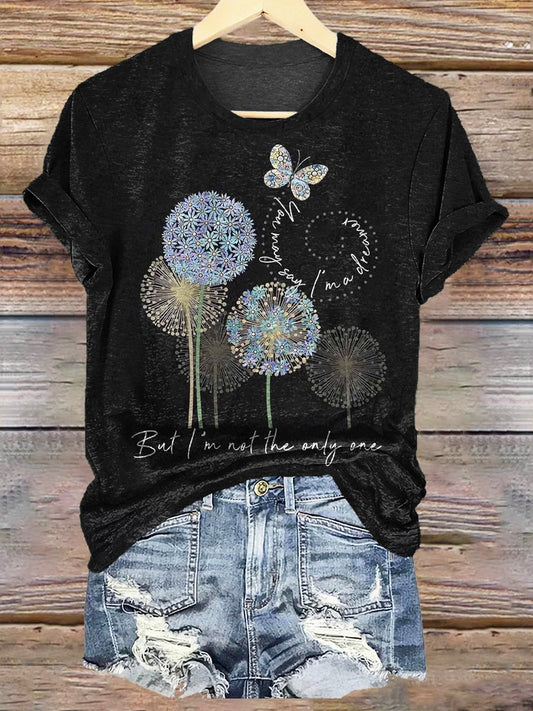 Dandelion Butterfly Printed Crew Neck T-shirt