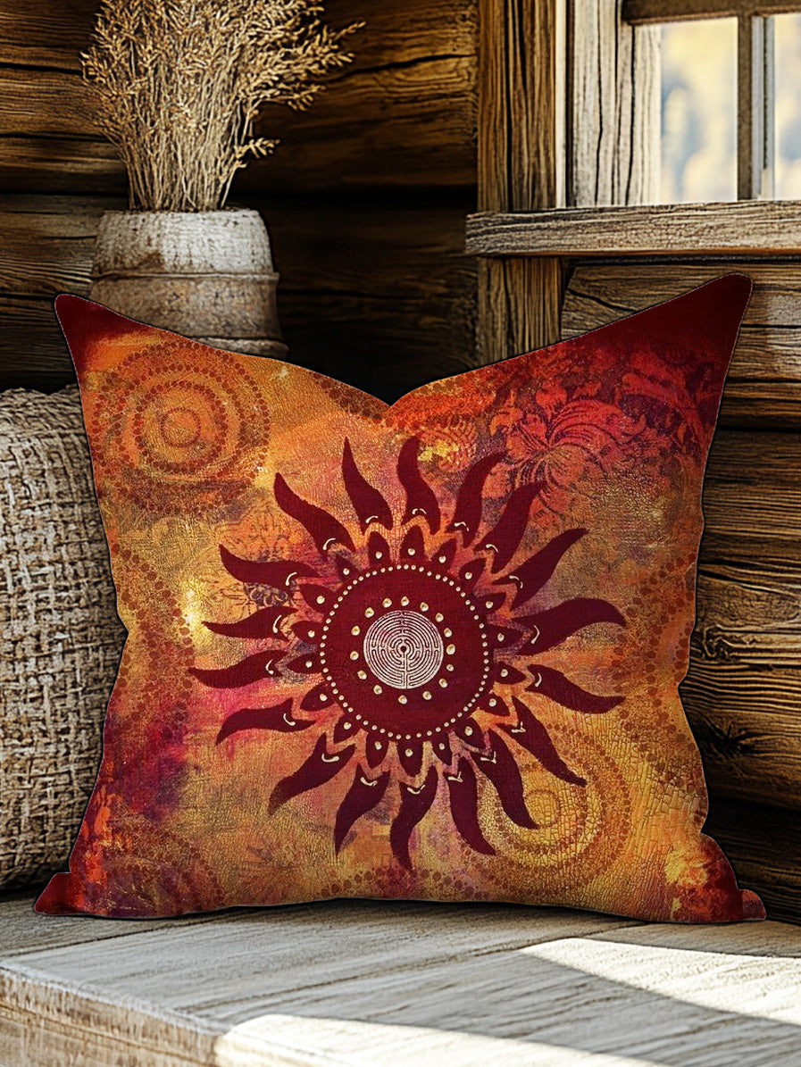 Retro Sun Art Print Casual Pillow