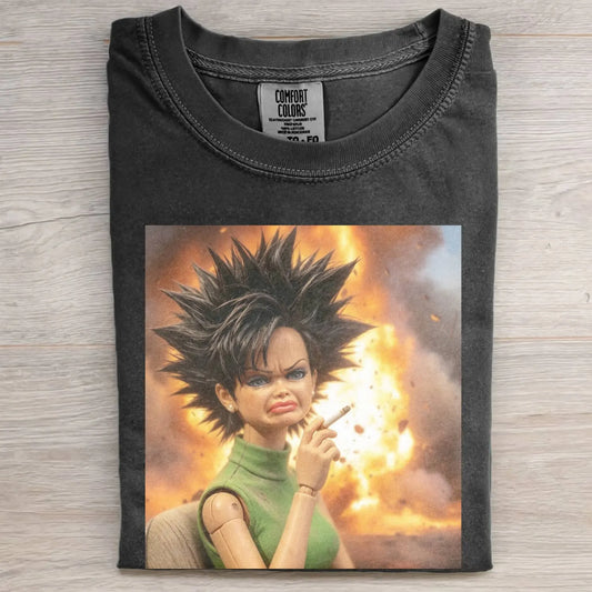 GRUMPY SAIYAN DOLL GIRL FACE MEME TEE