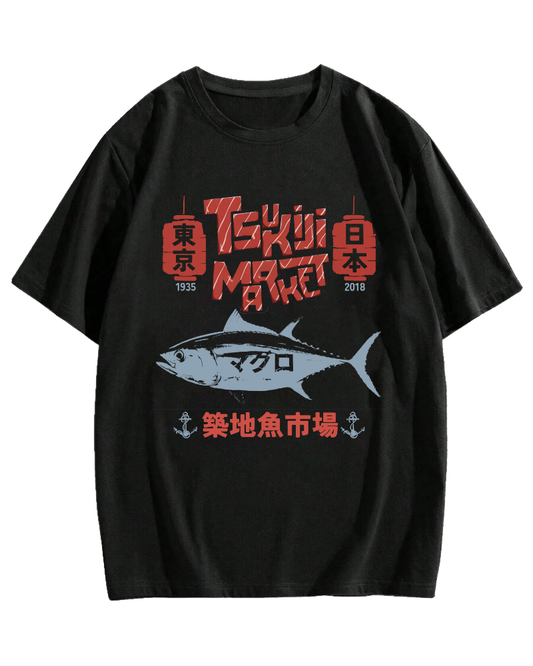 Tokyo Tsukiji Fish Market Cotton casual T-shirt