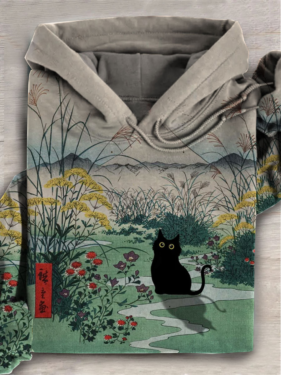 Cat Art Print Casual Hoodie Sweatshirt