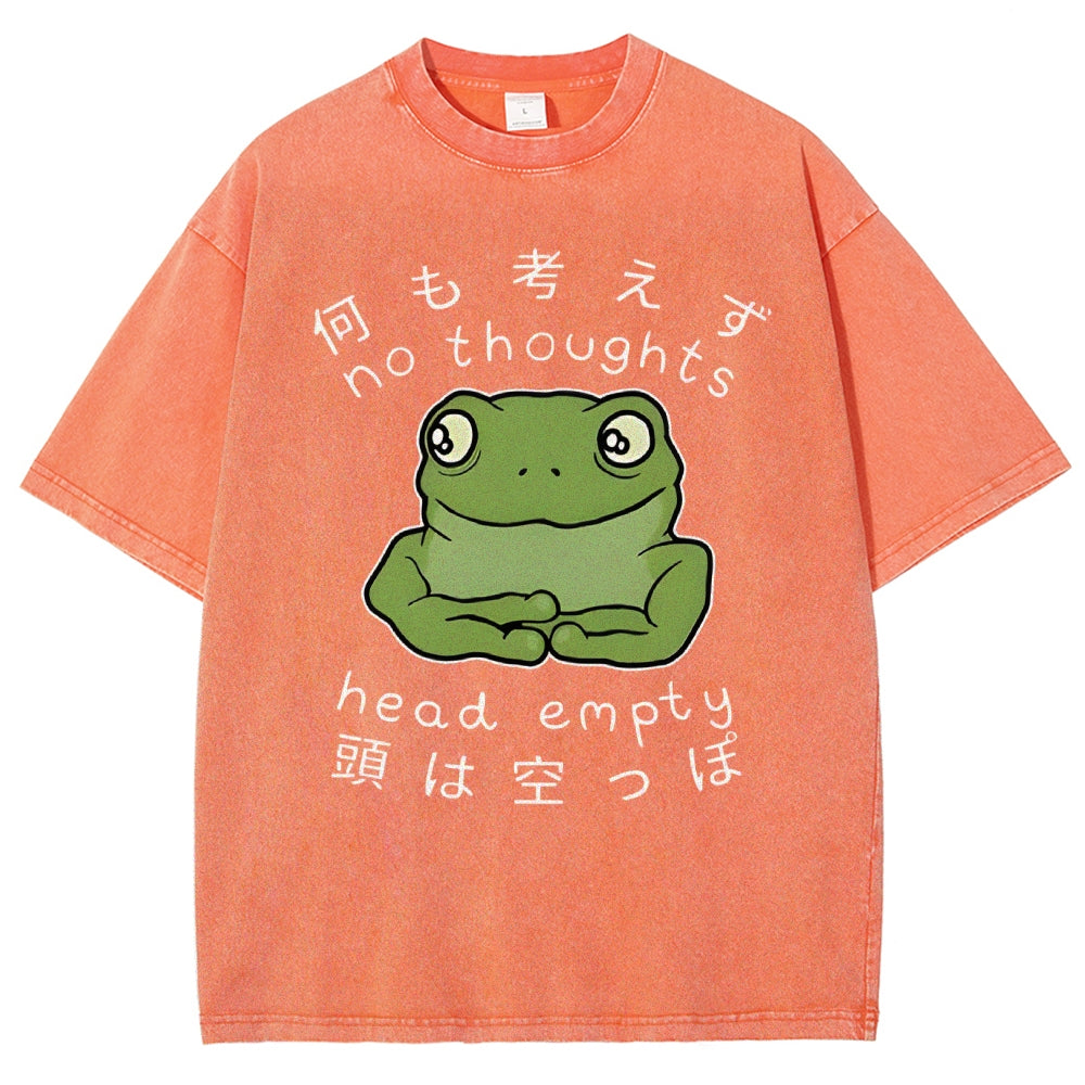 Unisex Frog Printed Washed Tee