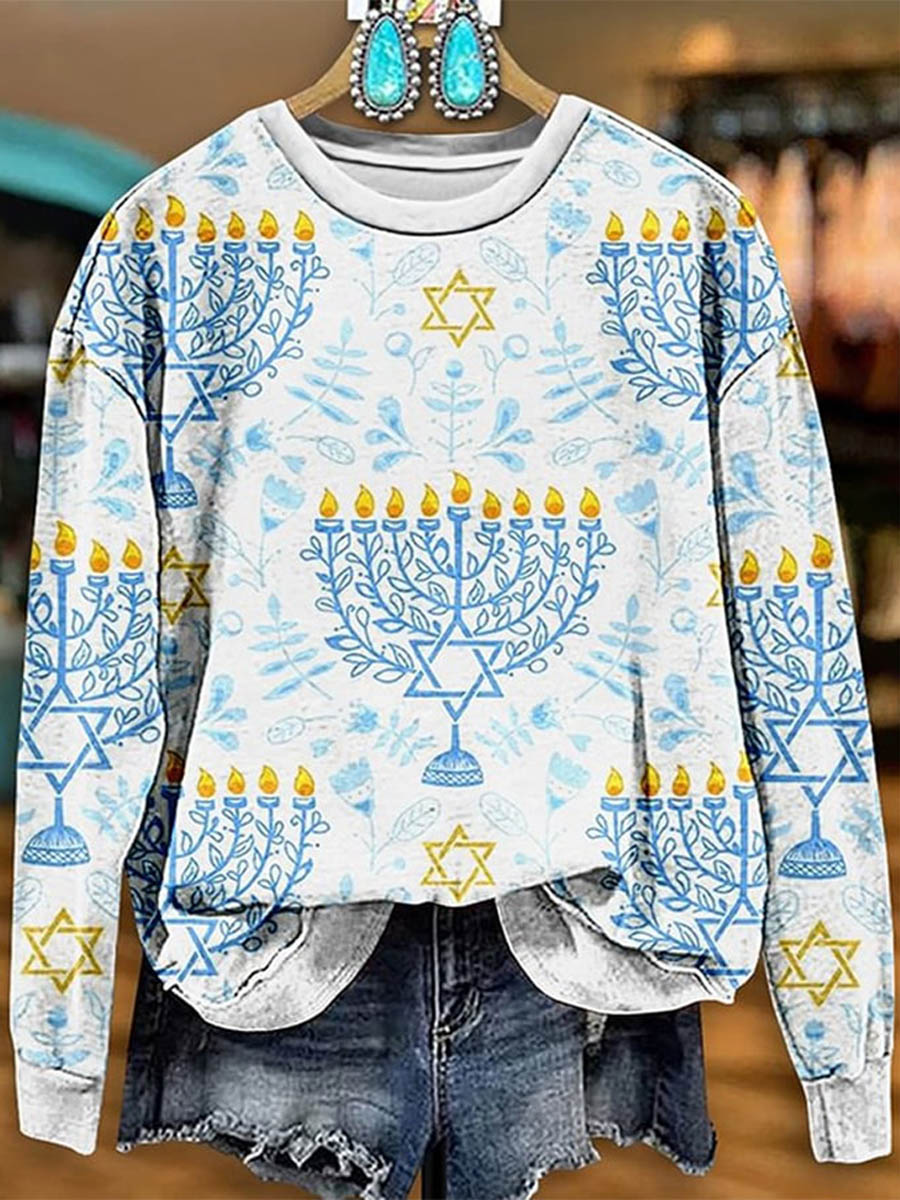 Happy Hanukkah Art Print Casual Sweatshirt