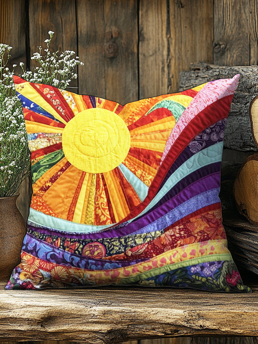 Colorful Sun Collage Art Print Casual Pillow