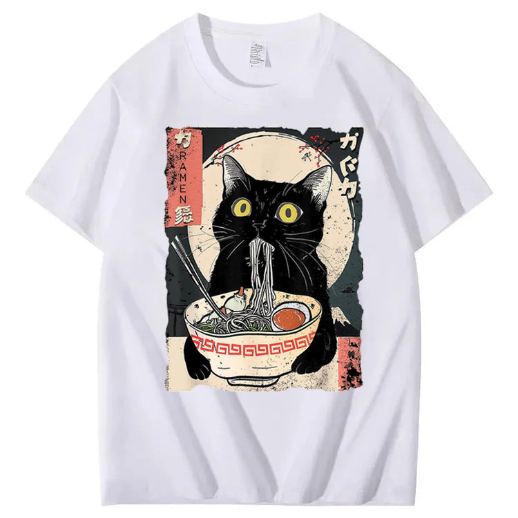 Ramen Cat Japanese Art 100% Cotton T-Shirt