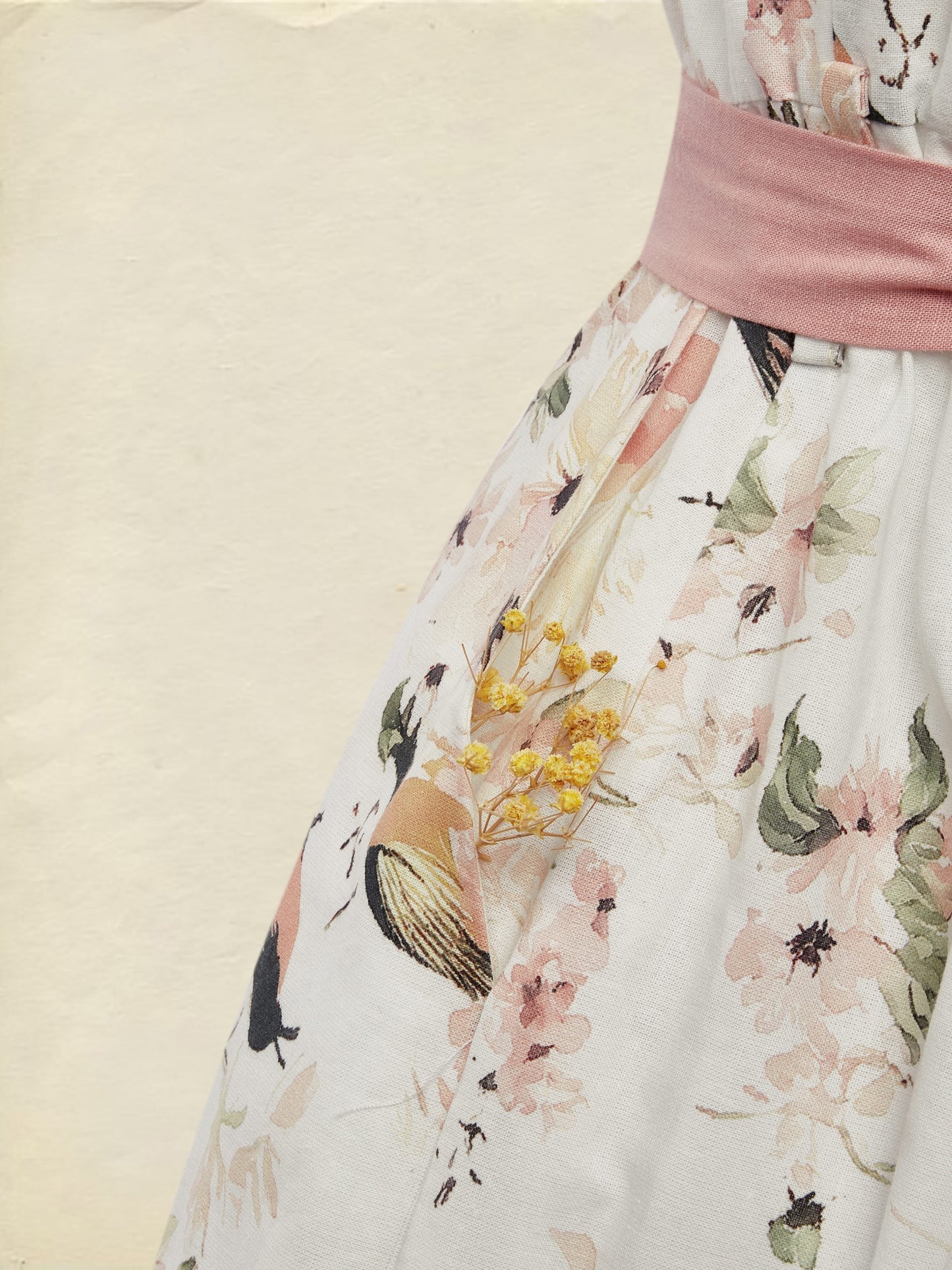 Linen Jumpsuit , Sleeveless, Round Neck, Floral, Button Design, Vacation, Vintage, White